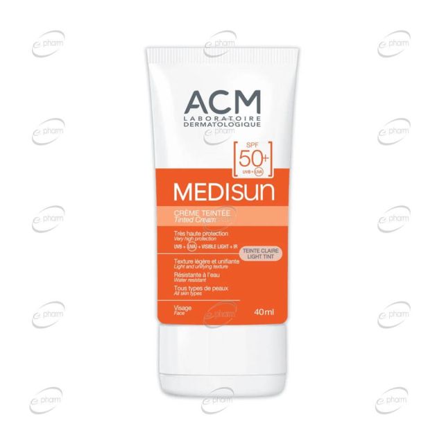 ACM MEDISUN SPF 50+ слънцезащитен крем за всеки тип кожа с цвят