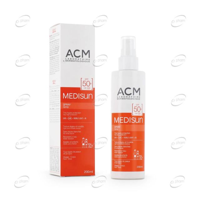 ACM MEDISUN SPF 50+ слънцезащитен спрей за всеки тип кожа без цвят