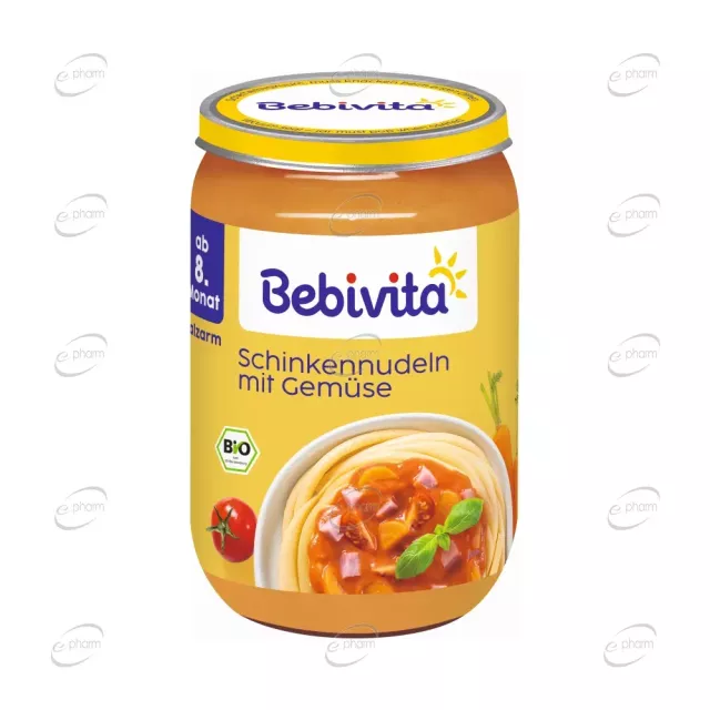 BEBIVITA БИО Пюре от паста с шунка и зеленчуци 8+ месеца