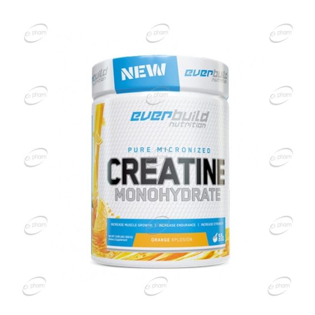 CREATINE MONOHYDRATE пудра EVERBUILD-300 грама(Портокал)