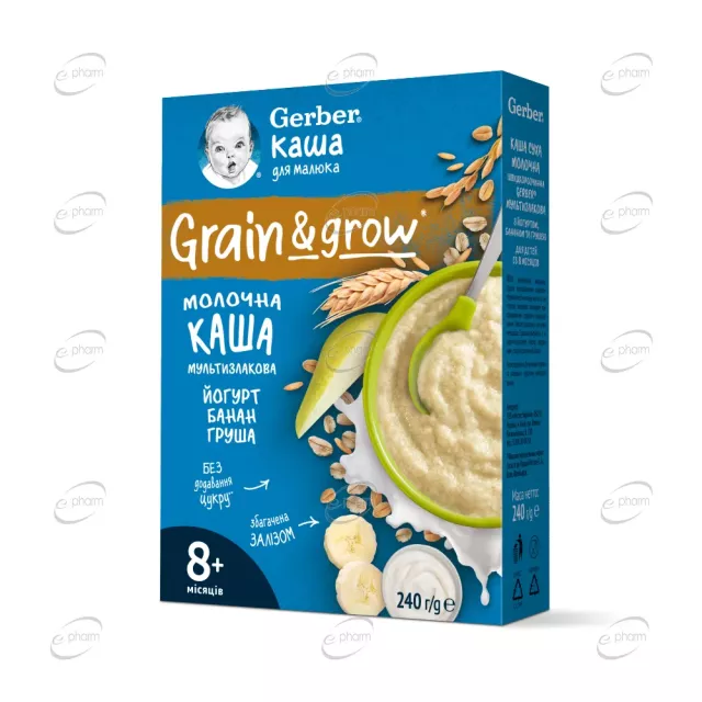 Gerber Млечна каша овесено-пшенична, йогурт с банан 8+ месеца