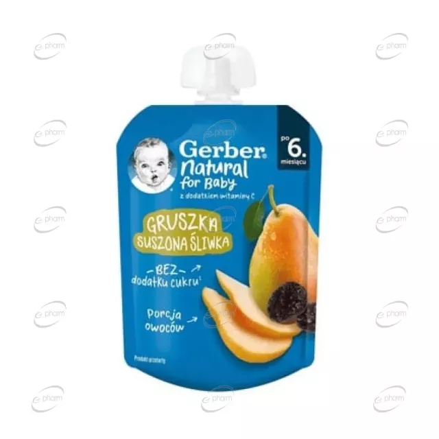 Gerber Пауч круша и сушени сливи 6+ месеца