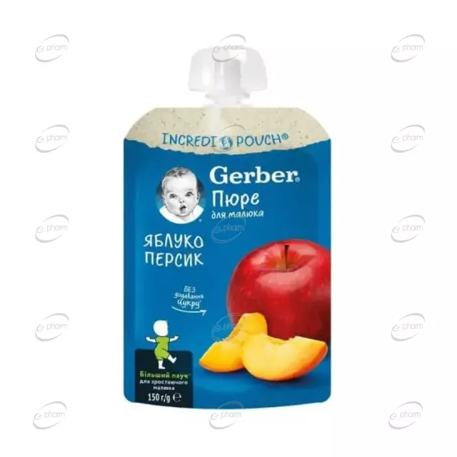 Gerber Пауч ябълка и праскова 12+ месеца