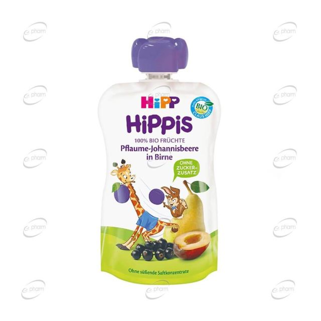 HIPP HIPPIS Плодова закуска слива, касис, круша 6+ 