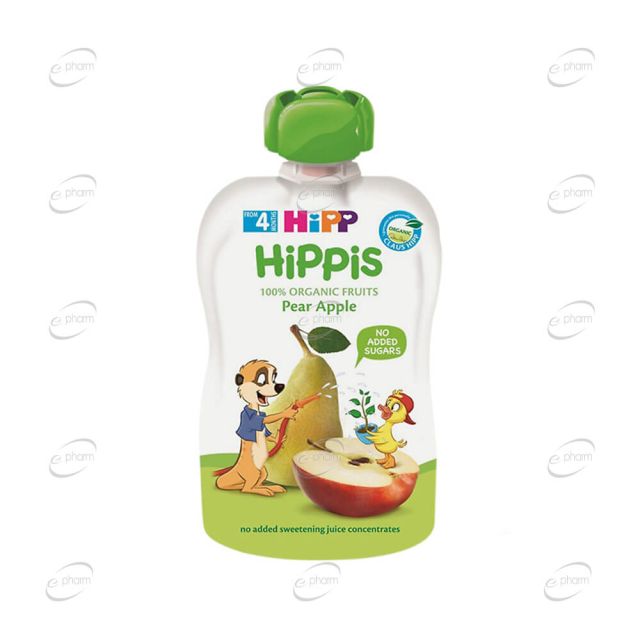HIPP HIPPIS плодова закуска круша и ябълка 4+ месеца