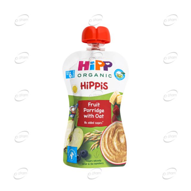 HIPP HIPPIS плодова закуска плодова каша с овес 6+ месеца