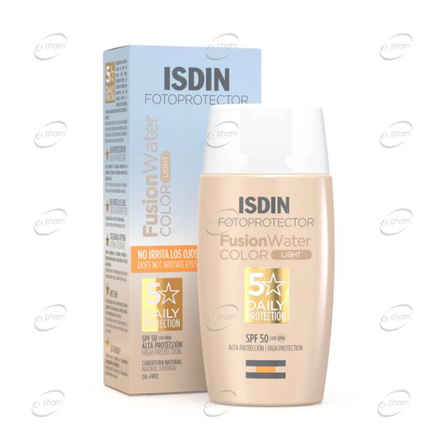 ISDIN FOTOPROTECTOR FUSION WATER COLOR LIGHT Тониран слънцезащитен флуид за лице SPF 50