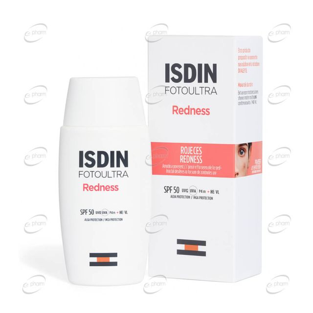 ISDIN FOTOULTRA REDNESS Слънцезащитен флуид за предотвратяване и коригиране на зачервявания