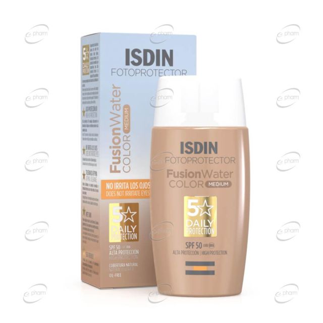 ISDIN FOTOPROTECTOR FUSION WATER COLOR MEDIUM Тониран слънцезащитен флуид за лице SPF 50