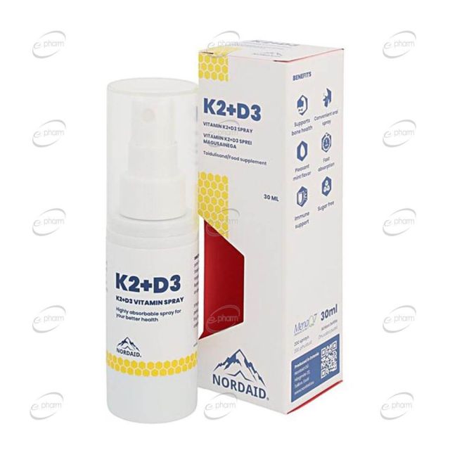 К2 (20 µg) + D3 (800 IU) спрей за уста NORDAID