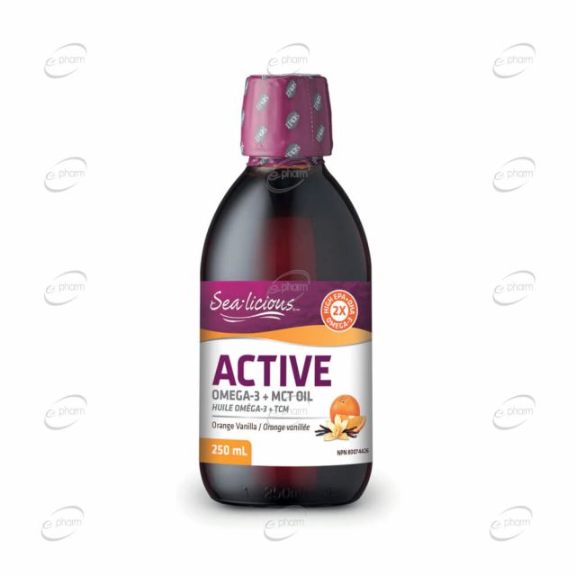 SEA-LICIOUS Active Omega-3 2500 mg (EPA/DHA 1500/750) + MCT мастни киселини и витамин D3 400 IU Natural Factors