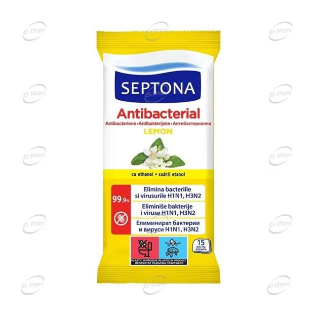 SEPTONA LEMON антибактериални мокри кърпи
