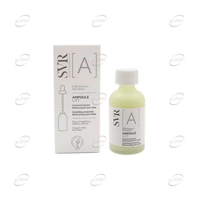 SVR АМПУЛА А ЛИФТИНГ КОНЦЕНТРАТ ПРОТИВ НЕСЪВЪРШЕНСТВА С ДЕЙСТВИЕ ПРОТИВ БРЪЧКИ ЗА НОРМАЛНА КЪМ МАЗНА КОЖА