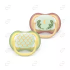 AVENT Ортодонтични залъгалки Ultra air Night + стерилизаторна кутия (0-6 месеца) - пастелни, неутрални