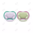 AVENT Ортодонтични залъгалки Ultra air + стерилизаторна кутия (0-6 месеца) - неутрални момиче