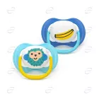 AVENT Ортодонтични залъгалки Ultra air + стерилизаторна кутия (6-18 месеца) - банан/маймунка