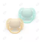 AVENT Ортодонтични залъгалки Ultra soft + стерилизаторна кутия (0-6 месеца) - жълт/син