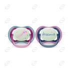 AVENT Ultra Air Night Ортодонтични залъгалки розови с декорация + стерилизаторна кутия (6-18м)